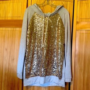 Vanilla Bay gold sequin hoodie